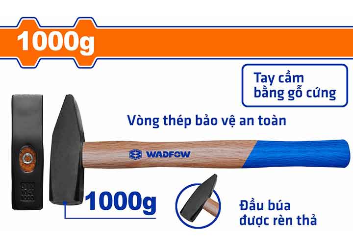 1000g Búa cơ khí cán gỗ Wadfow WMB1310