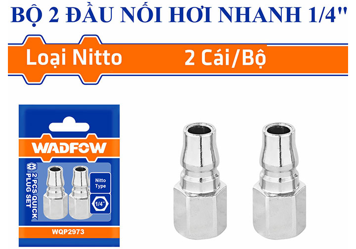 1/4" Bộ 2 đầu nối hơi nhanh ren trong Wadfow WQP2973