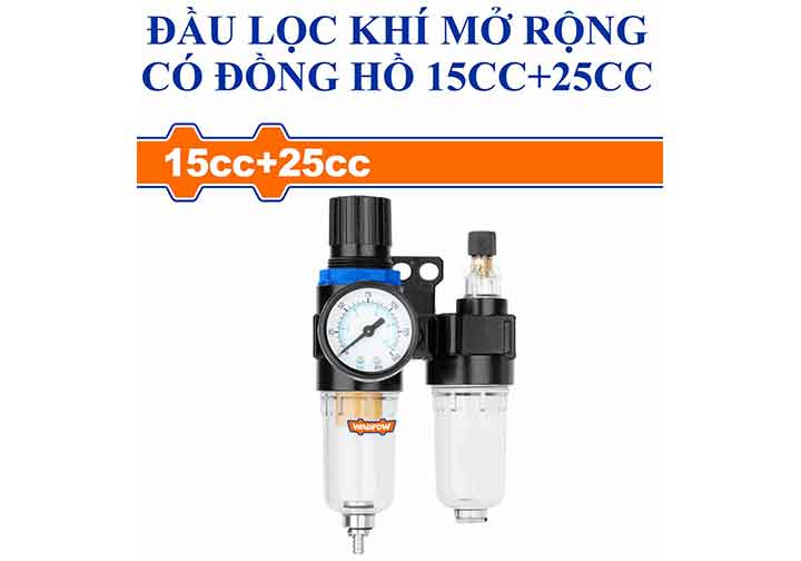 1/4" Đầu lọc khí mở rộng có đồng hồ 25cc Wadfow WFF4504