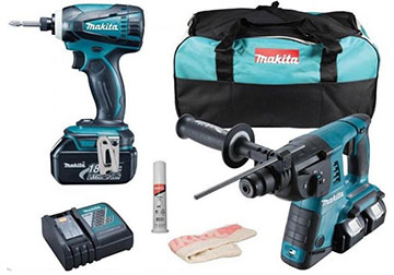 18V Bộ máy khoan bê tông và máy vặn vít dùng pin Makita DLX2071PM1