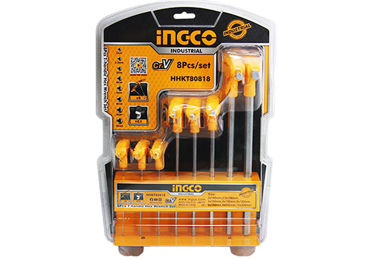 2-10mm Bộ chìa lục giác đầu bằng chữ T 8 chi tiết Ingco HHKT80818