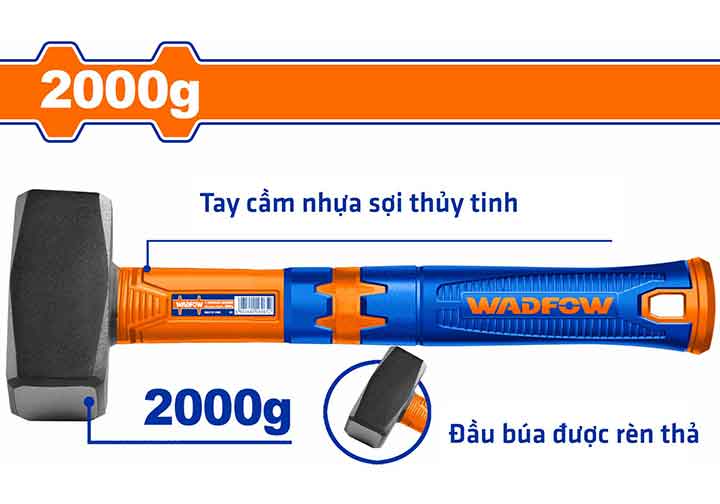 2000g Búa tạ cán nhựa cao su Wadfow WHM2320