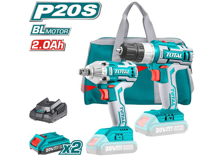 20V Bộ máy khoan và máy siết bulong dùng pin Total TCKLI2007