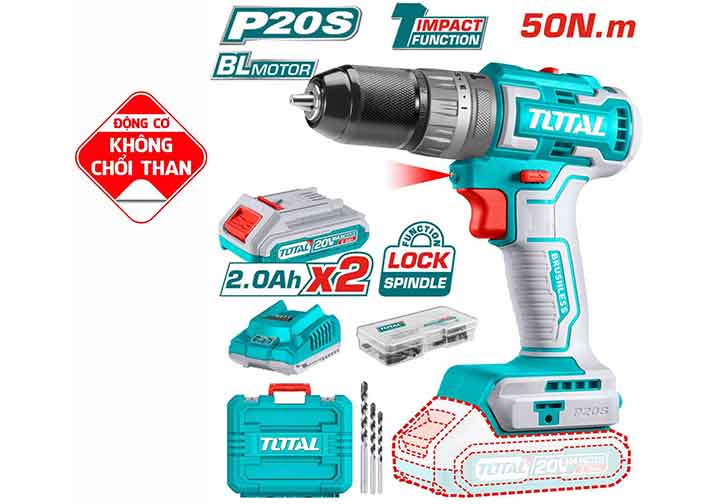 20V Máy khoan búa dùng pin (không chổi than) Total TIDLI20508