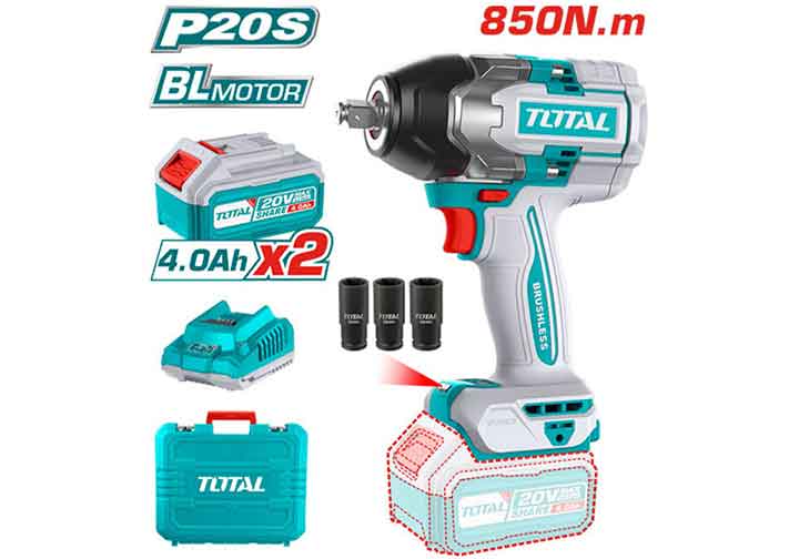 20V Máy siết bu lông 850N.m dùng pin (không chổi than) Total TIWLI2085