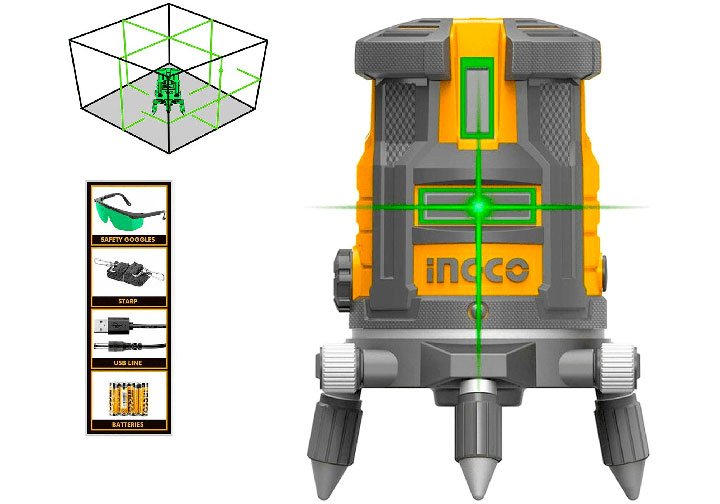 30m Máy đo mức cân bằng tia laser xanh Ingco HLL305205