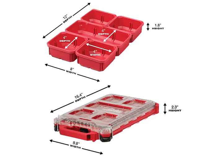 416x248x64mm Thùng đựng phụ kiện IP65 Milwaukee 48-22-8436