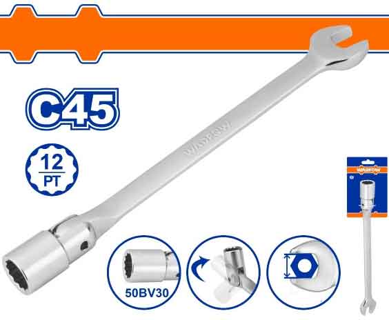 8mm Cờ lê miệng có đầu tuýp lắc léo Wadfow WTH1E08