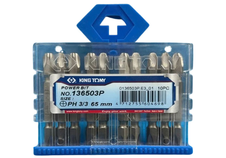 PH3x65mm Bộ mũi vít bake 2 đầu 10 chi tiết Kingtony 136503P