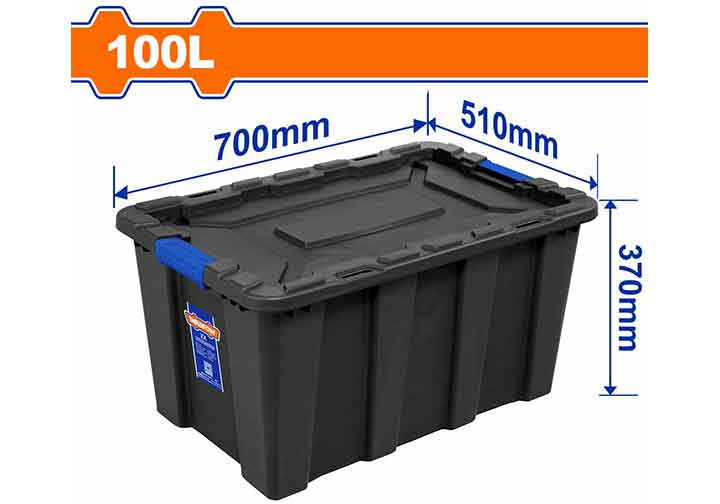 750x510x370mm Thùng nhựa đen dung tích 100L Wadfow WTB331B